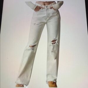 BDG Urban Outfitters highwaisted straight cowboy jeans Distressedwhite size28X32